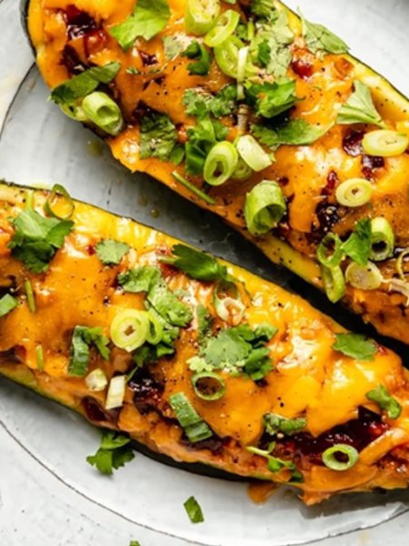 Gefüllte Zucchini-Boote mit Linsen