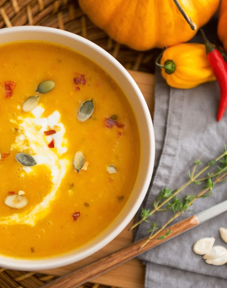 Kürbiscremesuppe mit Orange und Ingwer