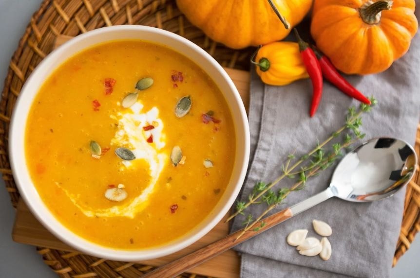 Kürbiscremesuppe mit Orange und Ingwer