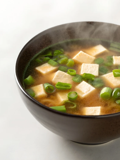 Asiatische Miso-Suppe mit Tofu und Algen
