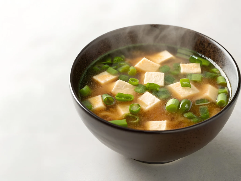 Asiatische Miso-Suppe mit Tofu und Algen