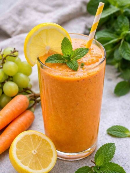 Karotten-Trauben-Smoothie mit Zitrone und Minze