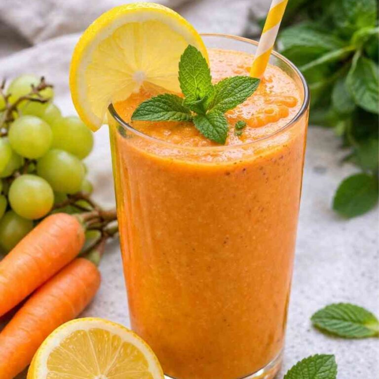 Karotten-Trauben-Smoothie mit Zitrone und Minze