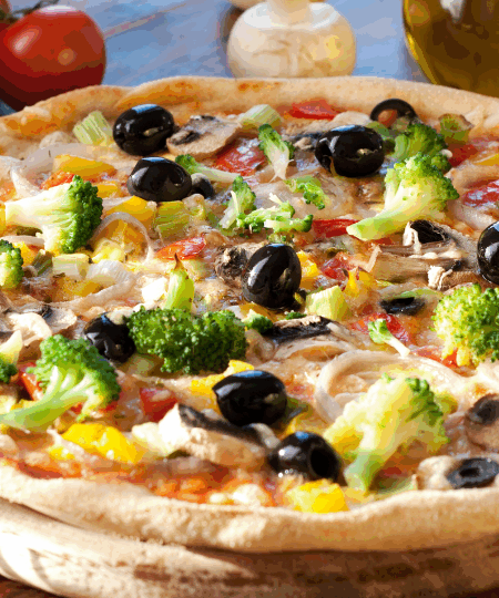 Vegane Pizza- Gemüse mit Brokkoli, Pilzen & Paprika