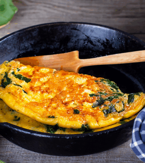 Gemüse-Omelett mit Paprika und Spinat