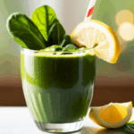 Grüner Smoothie mit Spinat, Apfel und Zitrone