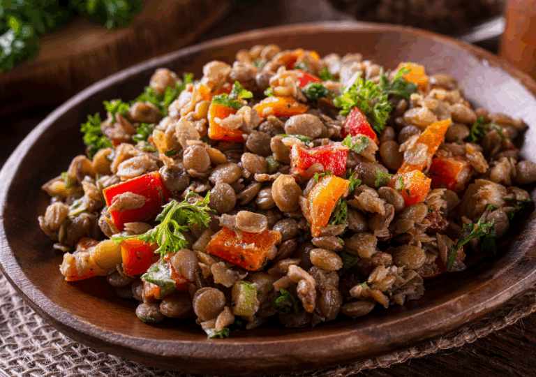 Linsensalat mit Paprika und Kreuzkümmel