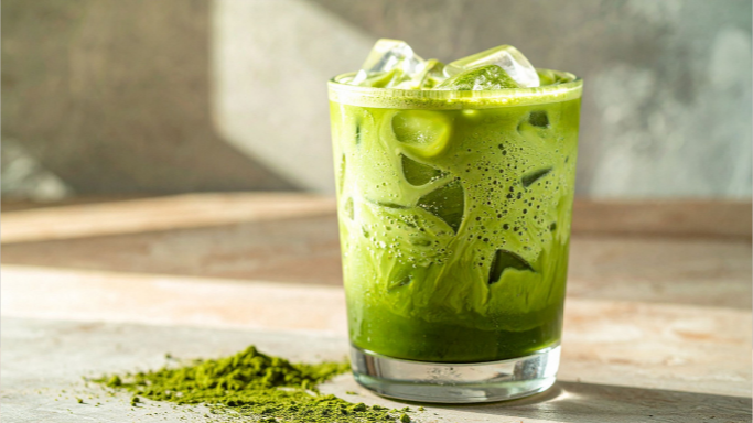 Matcha-Smoothie mit Banane und Sojamilch