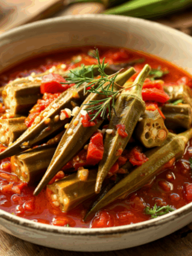 Okraschoten mit Knoblauch-Tomatensoße (Bamya)