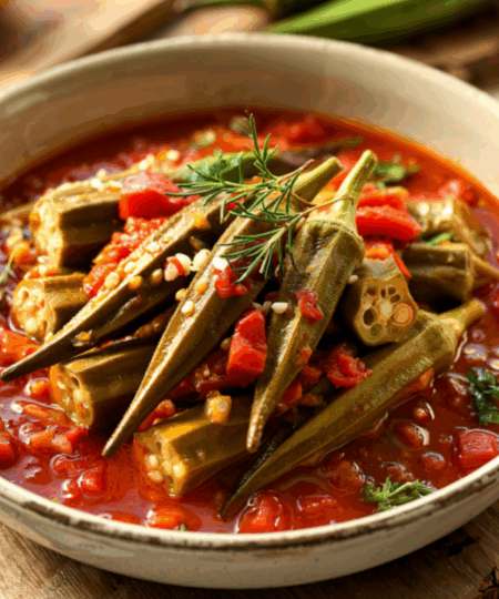 Okraschoten mit Knoblauch-Tomatensoße (Bamya)