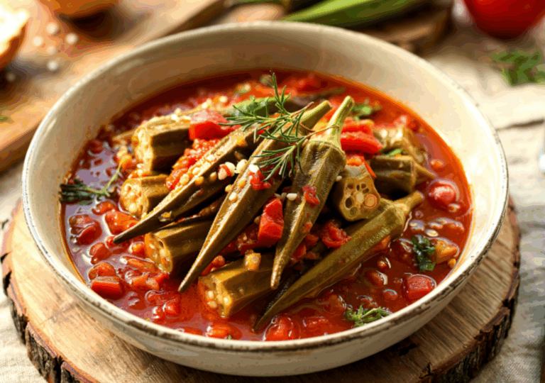 Okraschoten mit Knoblauch-Tomatensoße (Bamya)