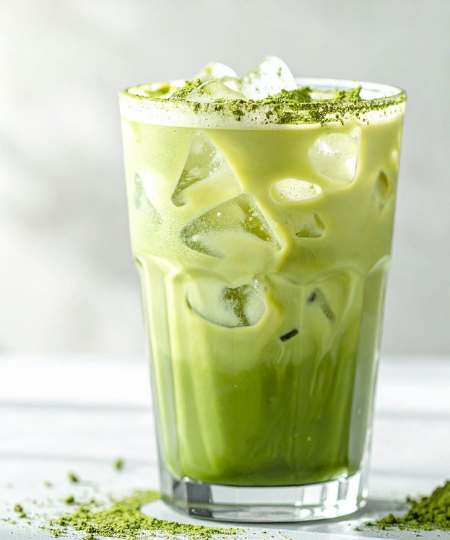 Grüner Matcha-Smoothie mit Spinat und Banane
