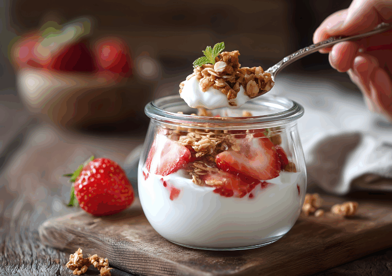 Veganer Joghurt mit Granola und Obst
