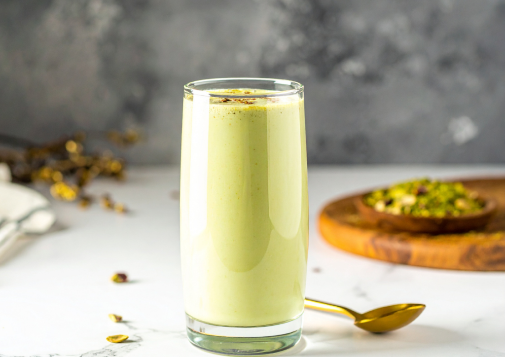 Veganer Pistazien-Milchshake mit Rosenwasser