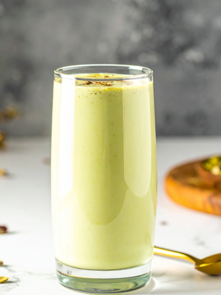 Veganer Pistazien-Milchshake mit Rosenwasser