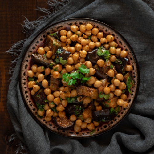 Kichererbsen-Eintopf mit Auberginen (Mousakka)