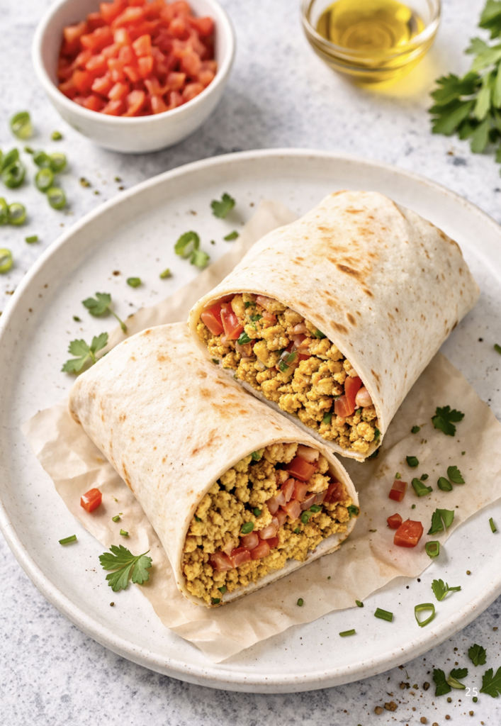 Wrap mit Tofu und Gemüse zum Frühstück