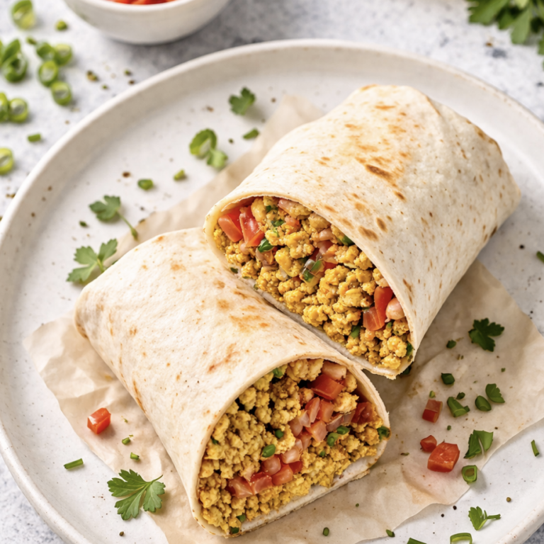 Wrap mit Tofu und Gemüse zum Frühstück