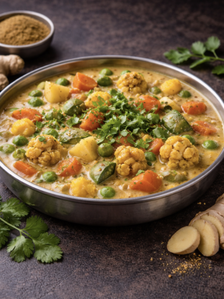 Vegetable Korma – Mildes Gemüse-Curry mit Kokos, Cashews und Gewürzen