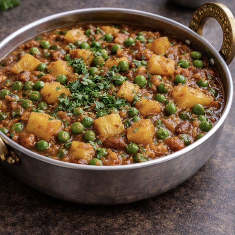 Aloo Matar – Mildes Kartoffel-Erbsen-Curry mit aromatischen Gewürzen
