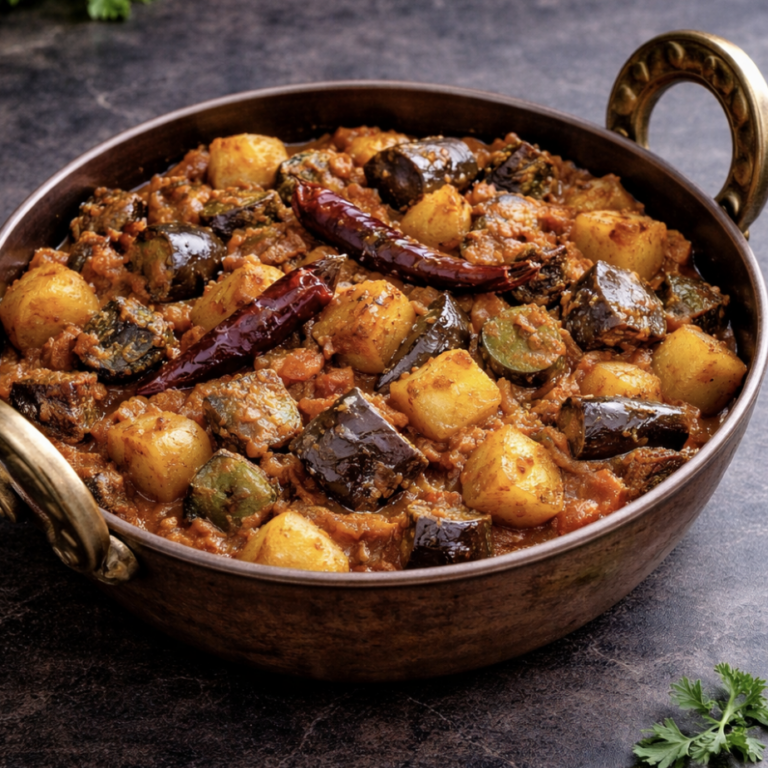 Aloo Baingan – Kartoffel-Auberginen-Pfanne mit indischen Gewürzen