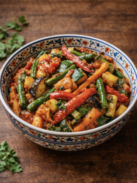 Vegetable Jalfrezi – Würziges Gemüsepfannengericht in Tomaten-Paprika-Soße