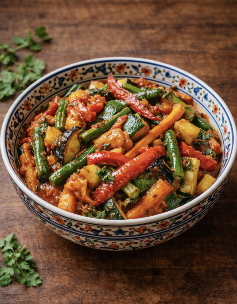 Vegetable Jalfrezi – Würziges Gemüsepfannengericht in Tomaten-Paprika-Soße
