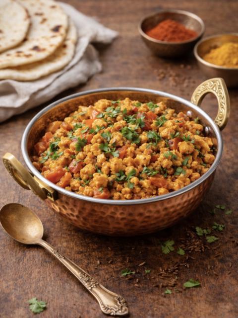 Paneer Bhurji – Zerdrückter Paneer mit Gemüse und Masala