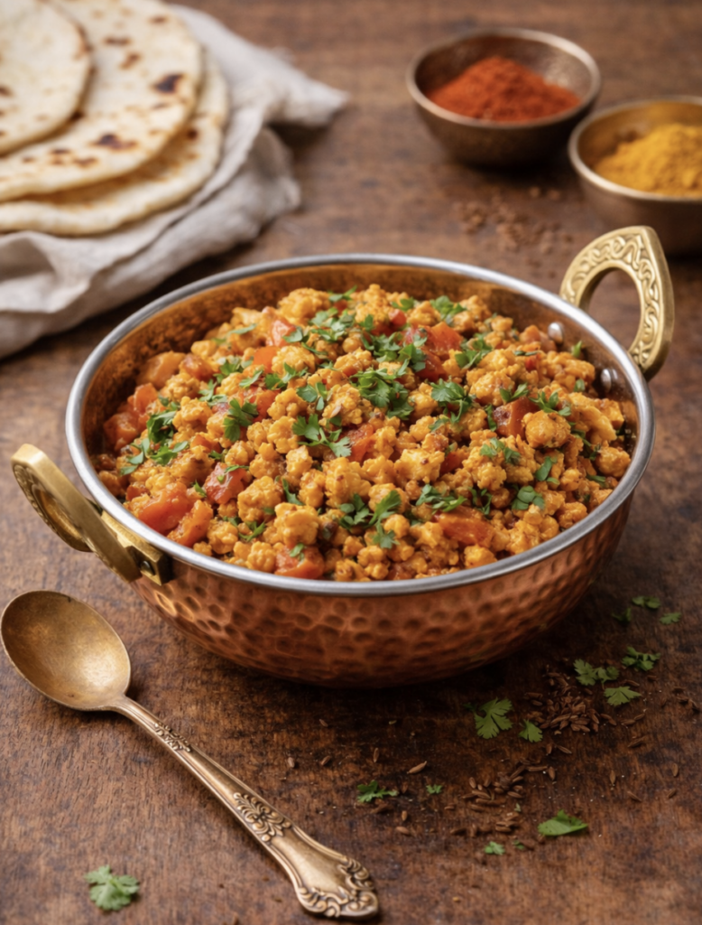 Paneer Bhurji – Zerdrückter Paneer mit Gemüse und Masala