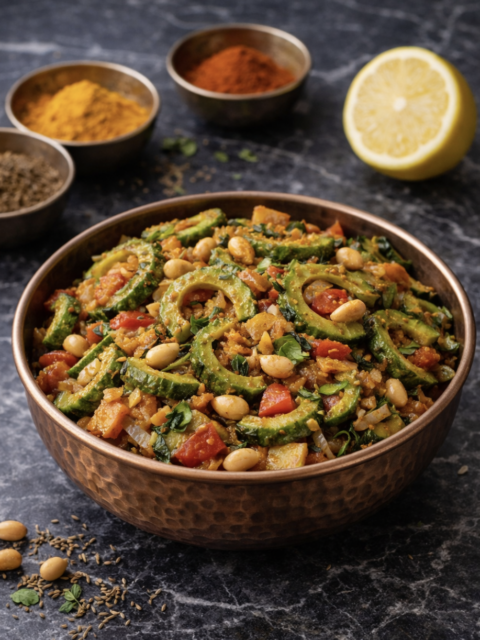 Karela Sabzi – Bittermelonen-Gemüsepfanne, herzhaft und traditionell