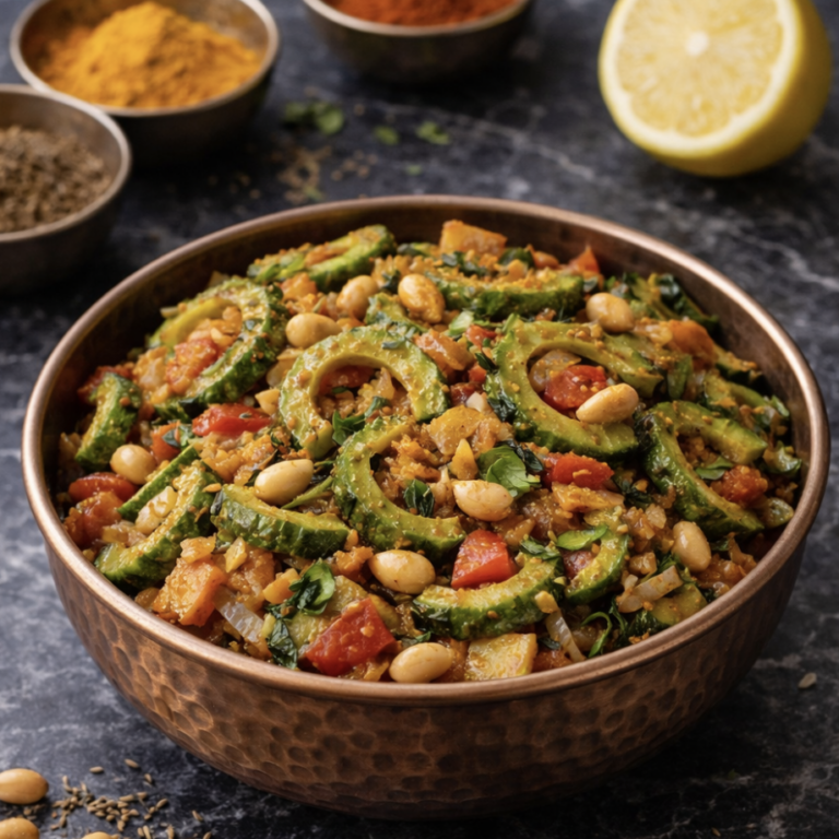 Karela Sabzi – Bittermelonen-Gemüsepfanne, herzhaft und traditionell