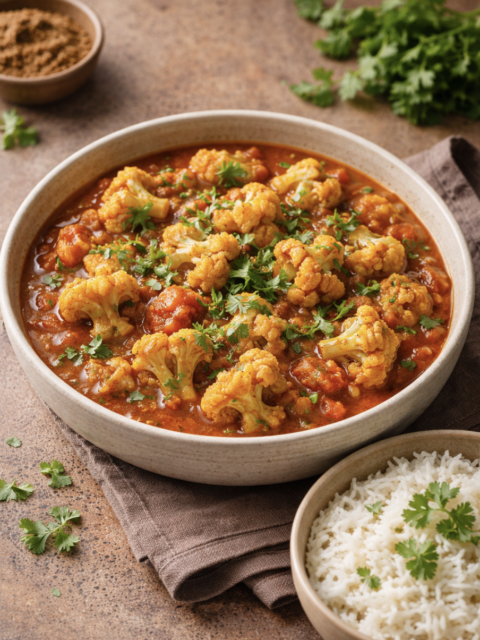 Blumenkohl-Eintopf mit Tomaten und feiner Curry-Note