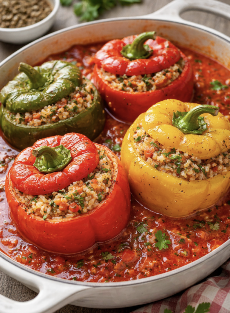 Gefüllte Paprika mit Reis und Kräutern