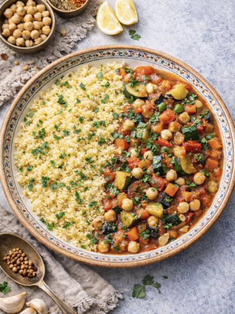 Couscous mit Gemüse und Tomaten-Kräutersauce