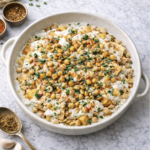 Kichererbsen-Fatteh mit knusprigem Brot und Tahini-Sauce