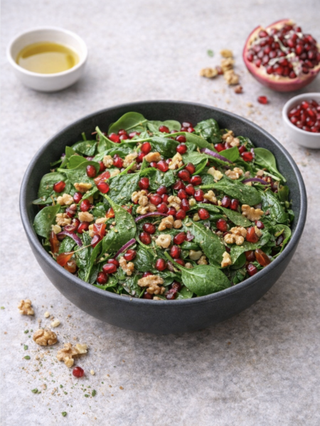 Spinat-Salat mit Granatapfel – Frisch, knackig & voller Vitamine