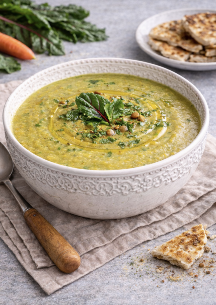 Linsen-Mangold-Suppe – Gesund, cremig & proteinreich