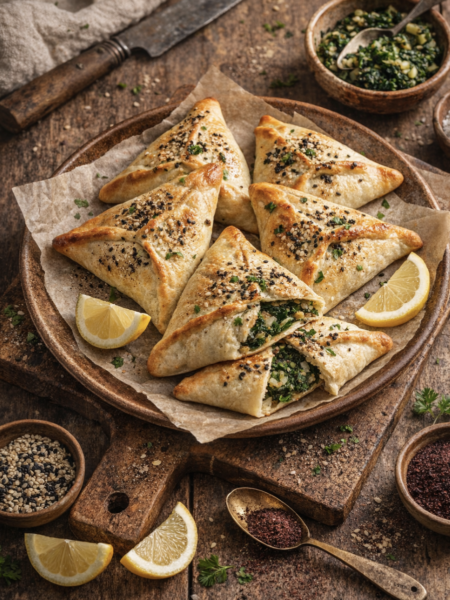 Spinat-Zwiebel-Fatayer – Knusprige Teigtaschen mit Spinat