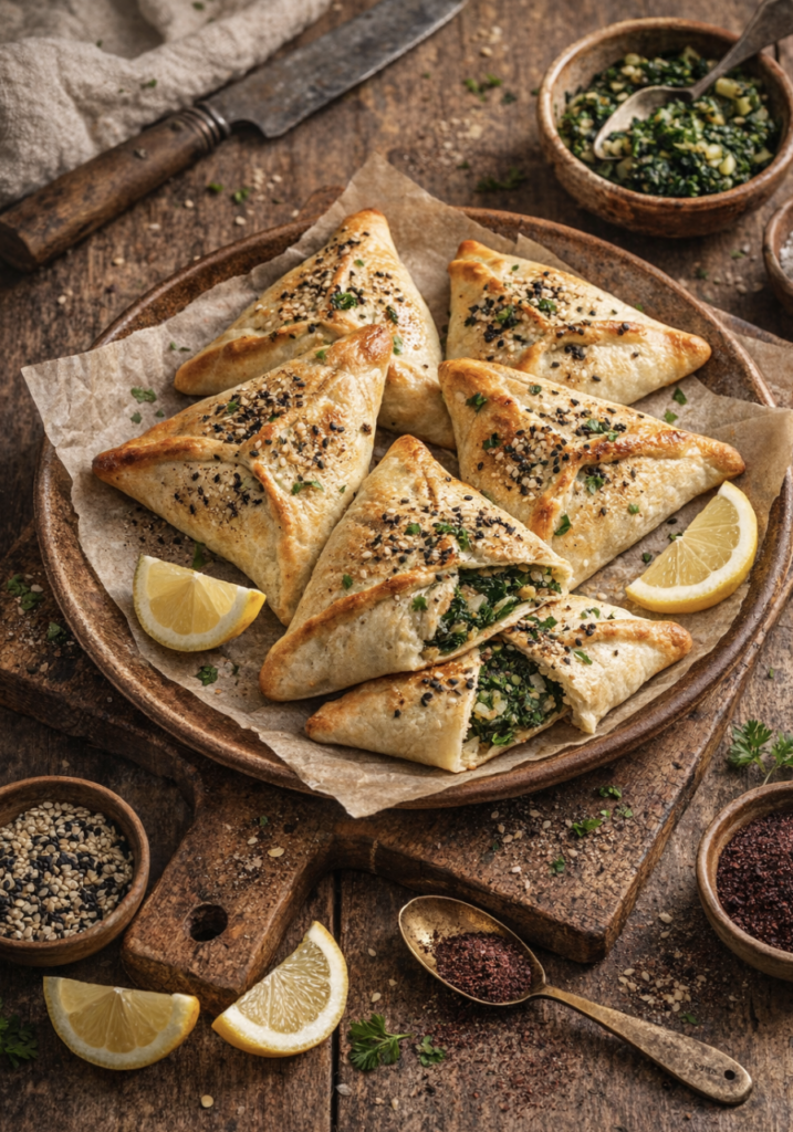 Spinat-Zwiebel-Fatayer – Knusprige Teigtaschen mit Spinat