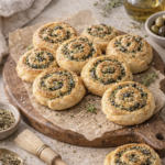 Käse-Oliven-Schnecken – Herzhafte, knusprige Blätterteig-Schnecken