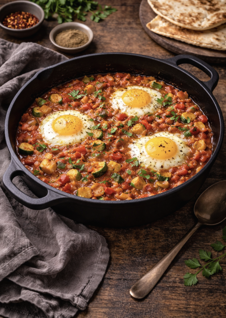 Zucchini-Shakshuka – Gesundes Rezept mit Paprika, Tomaten & Eiern
