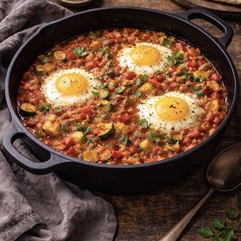 Zucchini-Shakshuka – Gesundes Rezept mit Paprika, Tomaten & Eiern