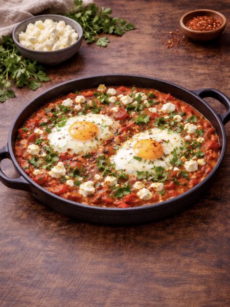 Shakshuka mit Feta – Cremiges Rezept mit Tomaten, Paprika & frischen Kräutern