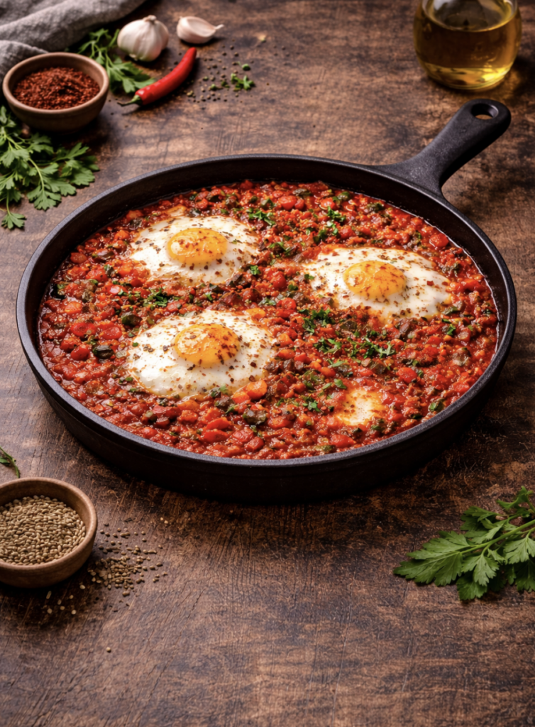 Scharfe Shakshuka – Würziges Rezept mit Chili, Tomaten & Eiern