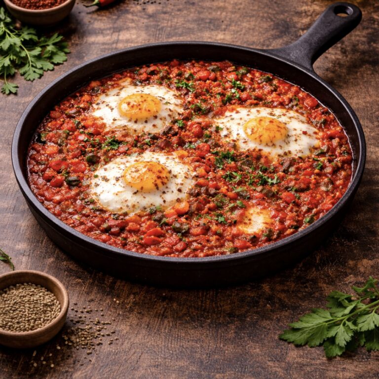 Scharfe Shakshuka – Würziges Rezept mit Chili, Tomaten & Eiern