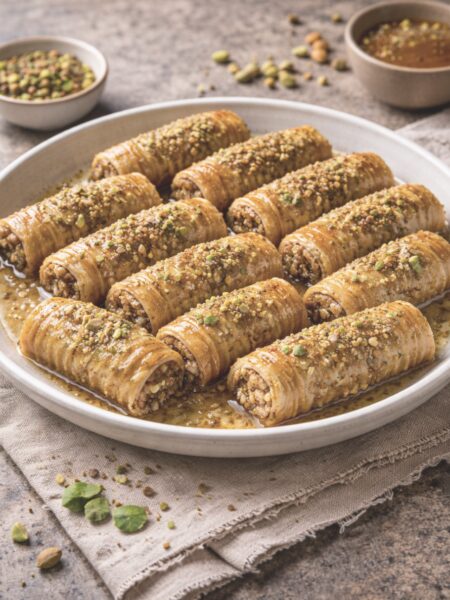 Baklava Rollen mit Nüssen – Knusprige orientalische Süßspeise einfach gemacht