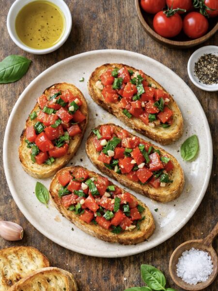 Bruschetta mit Tomaten und Basilikum – Klassisches italienisches Antipasti Rezept