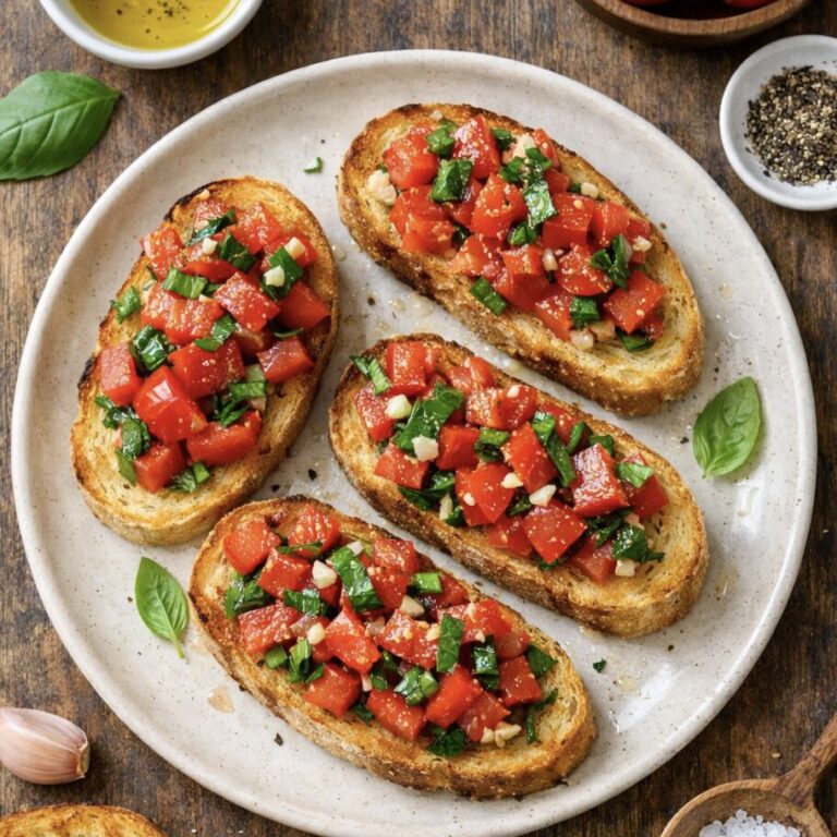 Bruschetta mit Tomaten und Basilikum – Klassisches italienisches Antipasti Rezept