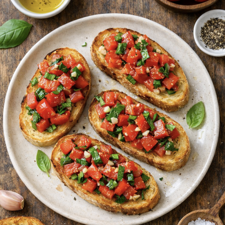 Bruschetta mit Tomaten und Basilikum – Klassisches italienisches Antipasti Rezept