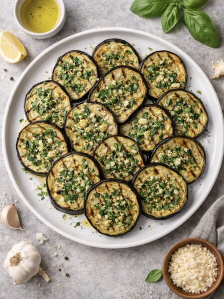 Gegrillte Auberginen mit Knoblauch und Olivenöl – Mediterranes Antipasti Rezept